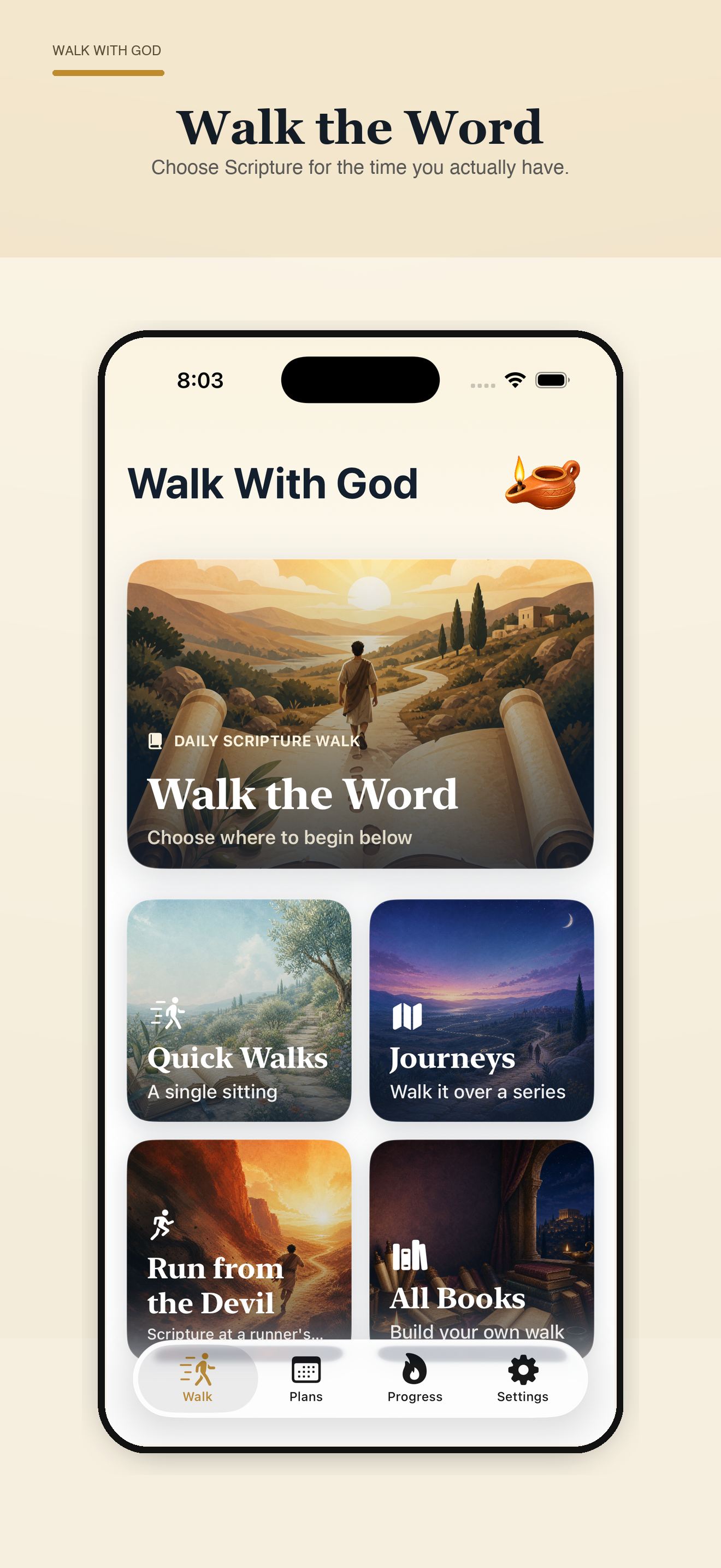 Walk With God home screen on iPhone